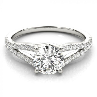 Conflict-free Lab created round cut diamond engagement ring in 18k white gold