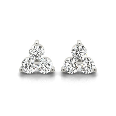 pyramid lab grown diamond earrings in 14k white gold