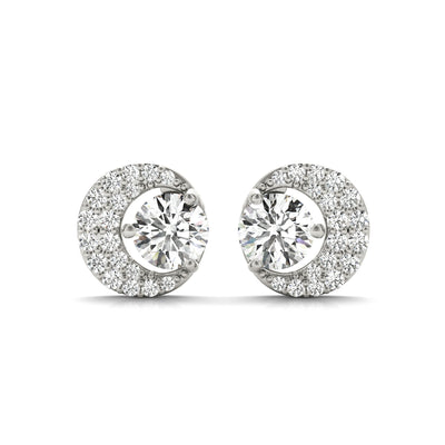 lab grown diamond half-moon earrings in 14k white gold