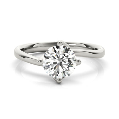 Sustainable Lab-grown round cut diamond engagement ring in 18k white gold