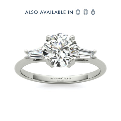 IGI-certified Lab-created round diamond engagement ring in 14k white gold