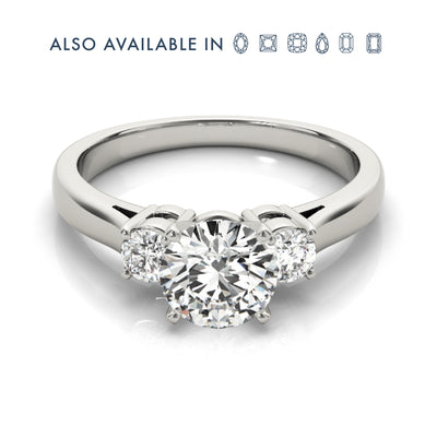 Ethical Lab-grown round diamond engagement ring in 18k white gold