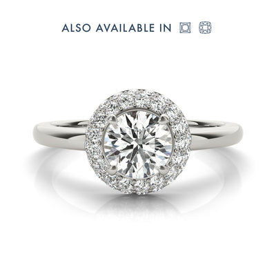 Ethical Lab-created round cut diamond engagement ring in 14k white gold