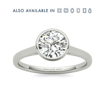 Custom-made Lab-grown round cut diamond engagement ring in 14k white gold