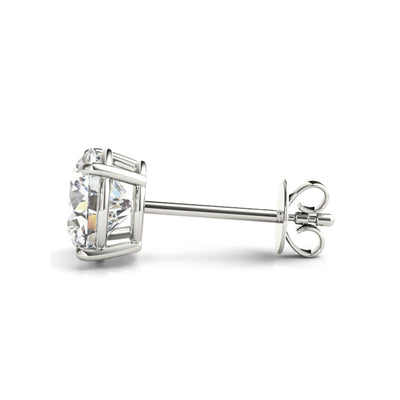 14k Lab grown IGI Certified diamond stud four-prong earrings white gold push back