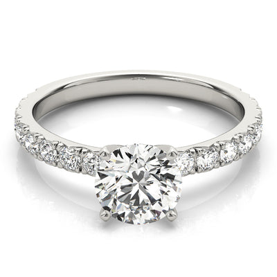 Ethical Lab grown round cut diamond engagement ring in 14k white gold