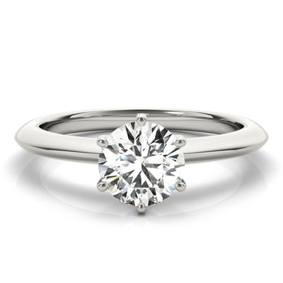 Six Prong knife-edge lab grown diamond engagement ring in white gold