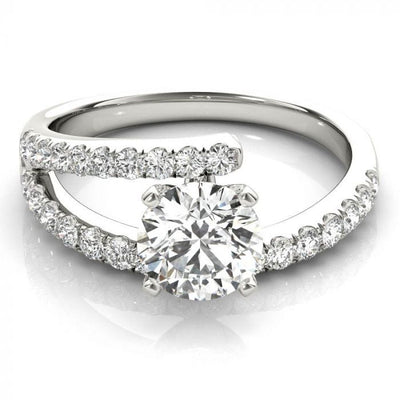 Ethical Lab created round cut diamond engagement ring in 14k white gold