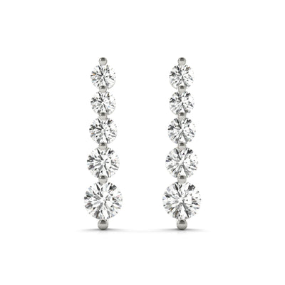 Lab-grown Five-stone Journey Diamond Earrings in 14k white gold