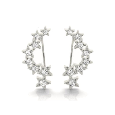 Lab-Created diamond Star Earrings in White Gold