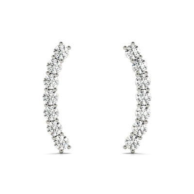 Lab created Five-stone Diamond Ear Climbers in 14k white gold