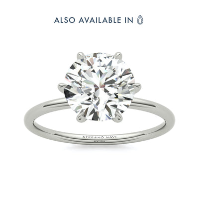 IGI-certified Lab-created round cut diamond ring in 18k white gold
