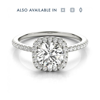 Conflict-free Lab-created round cut diamond engagement ring in 18k white gold