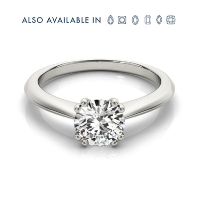 Sustainable Lab-grown round cut diamond engagement ring in 18k white gold