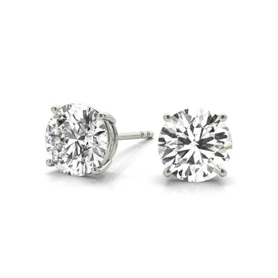 14k Lab grown IGI Certified diamond stud four-prong earrings white gold