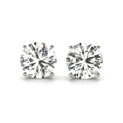 14k Lab created IGI Certified diamond stud four-prong earrings white gold