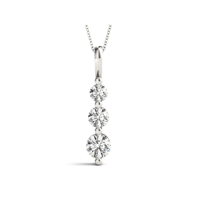 14k white gold Three-stone Drop Diamond Pendant with lab-grown diamonds