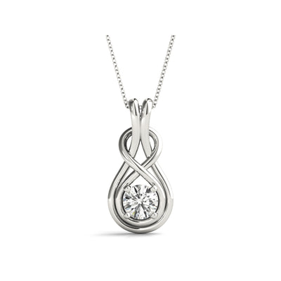 14k white gold love knot lab-grown diamond pendant